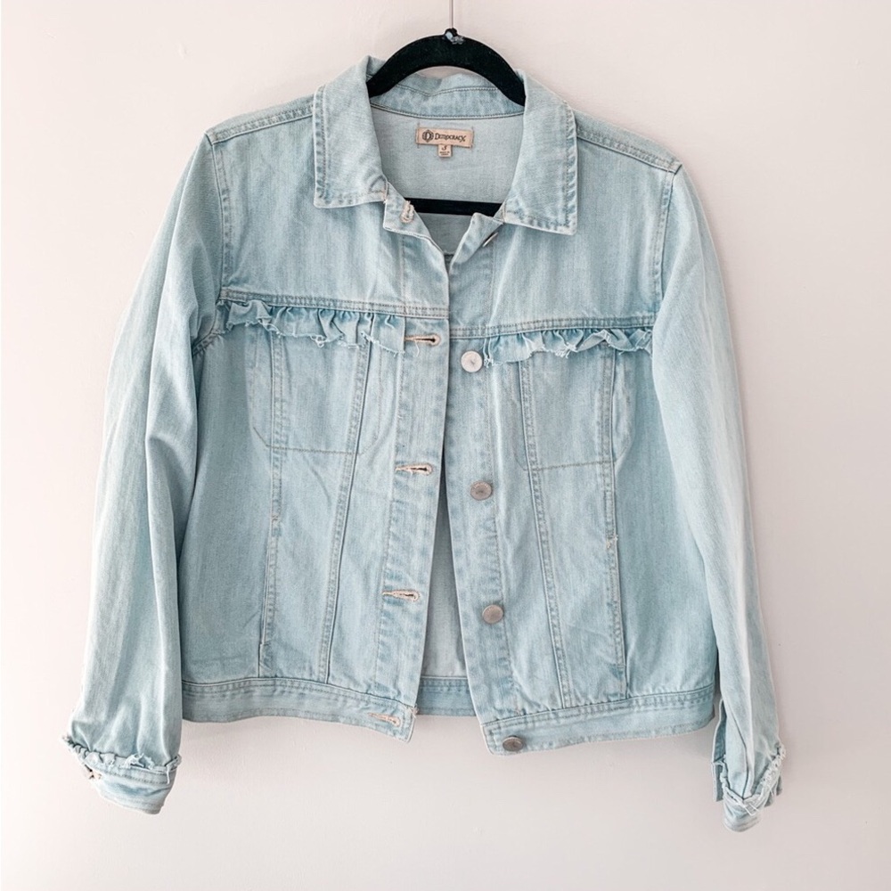Democracy Light Wash ruffle Denim Jacket S